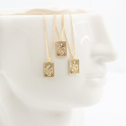 Snake Rectangle Pendant Necklace