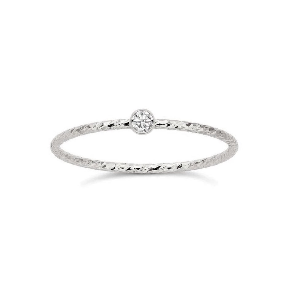 Mini Sparkle Bezel Ring Silver