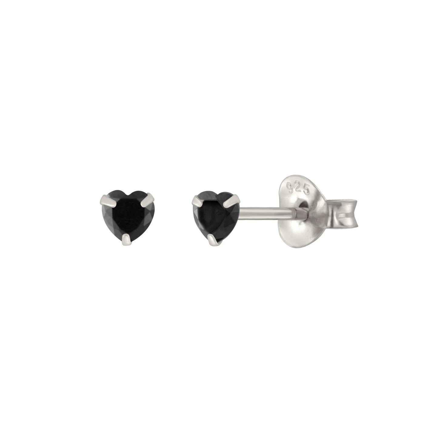 Shining Black Heart Stud Earrings