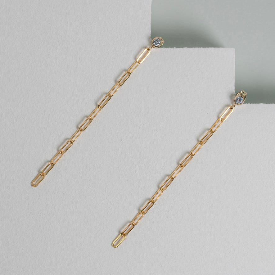 Bezel Chain Drop Earrings