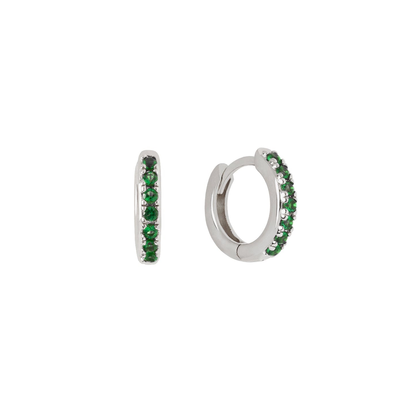 Emerald Pave Huggie Hoop Earrings