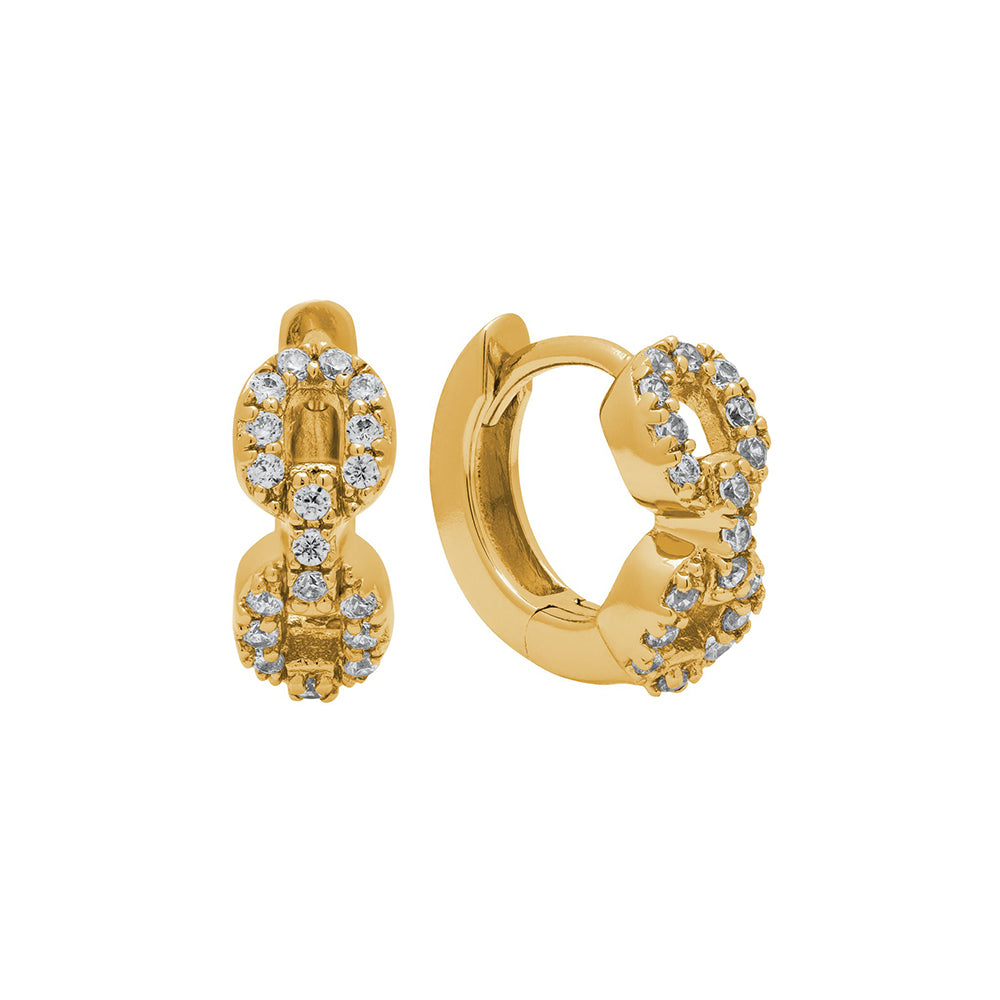 Pavé Cable Chain Huggie Earrings