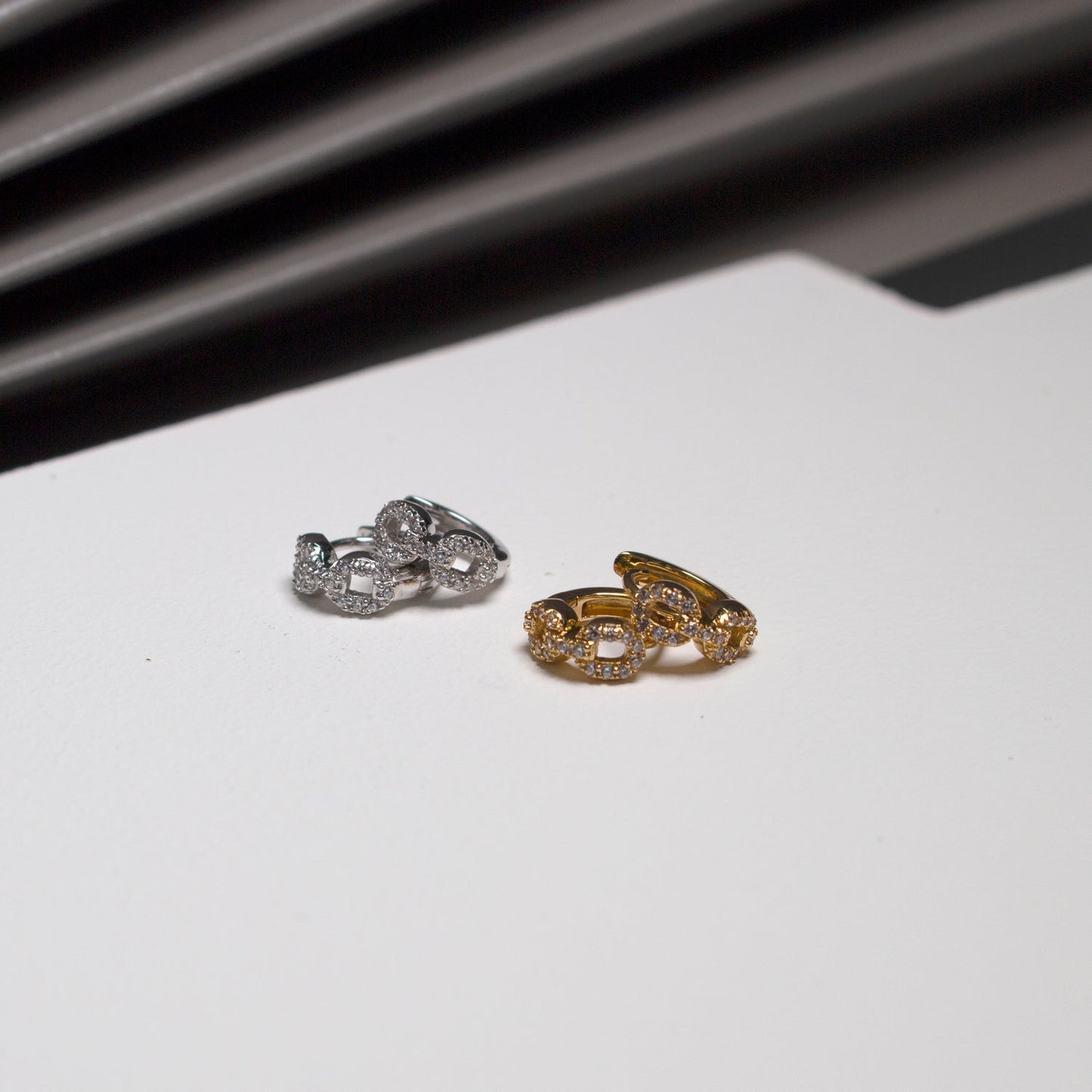 Pavé Cable Chain Huggie Earrings