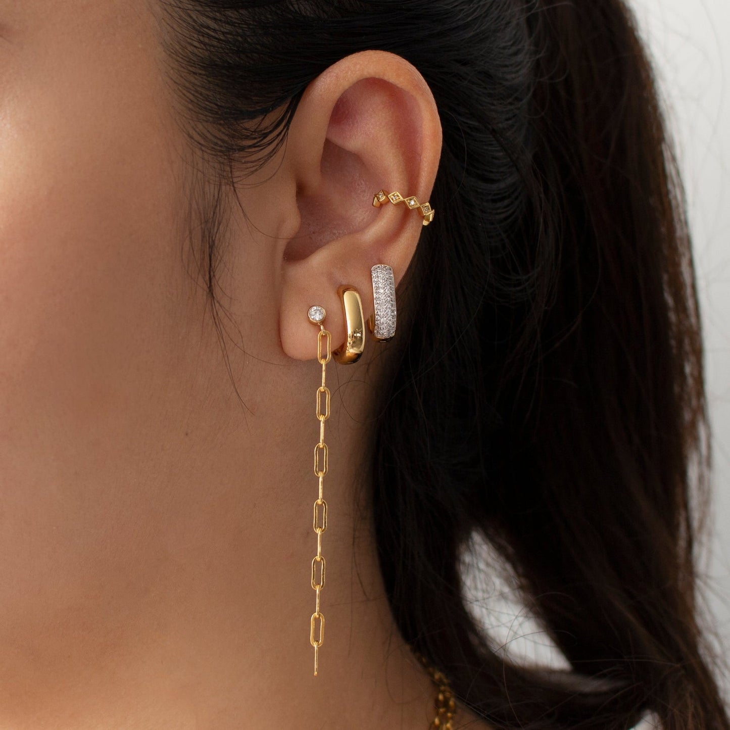 Bezel Chain Drop Earrings