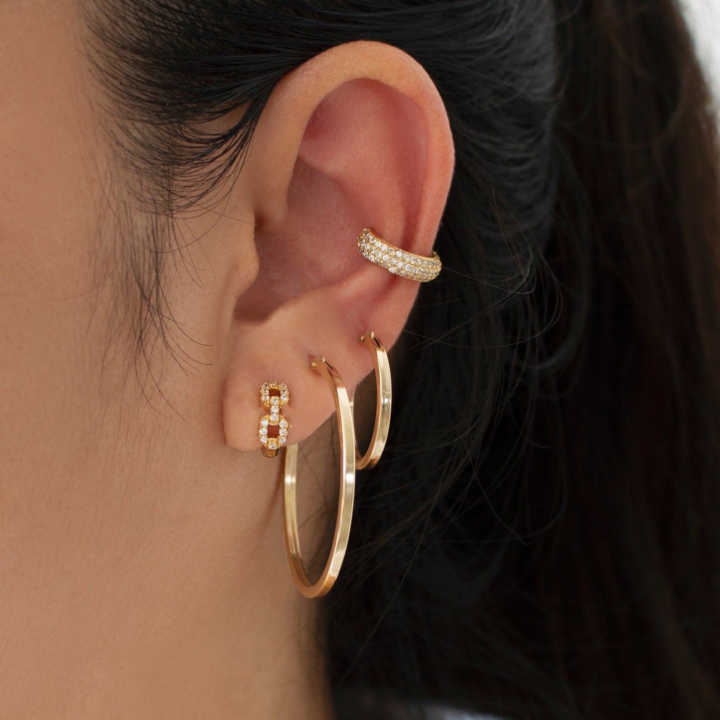 Pavé Cable Chain Huggie Earrings