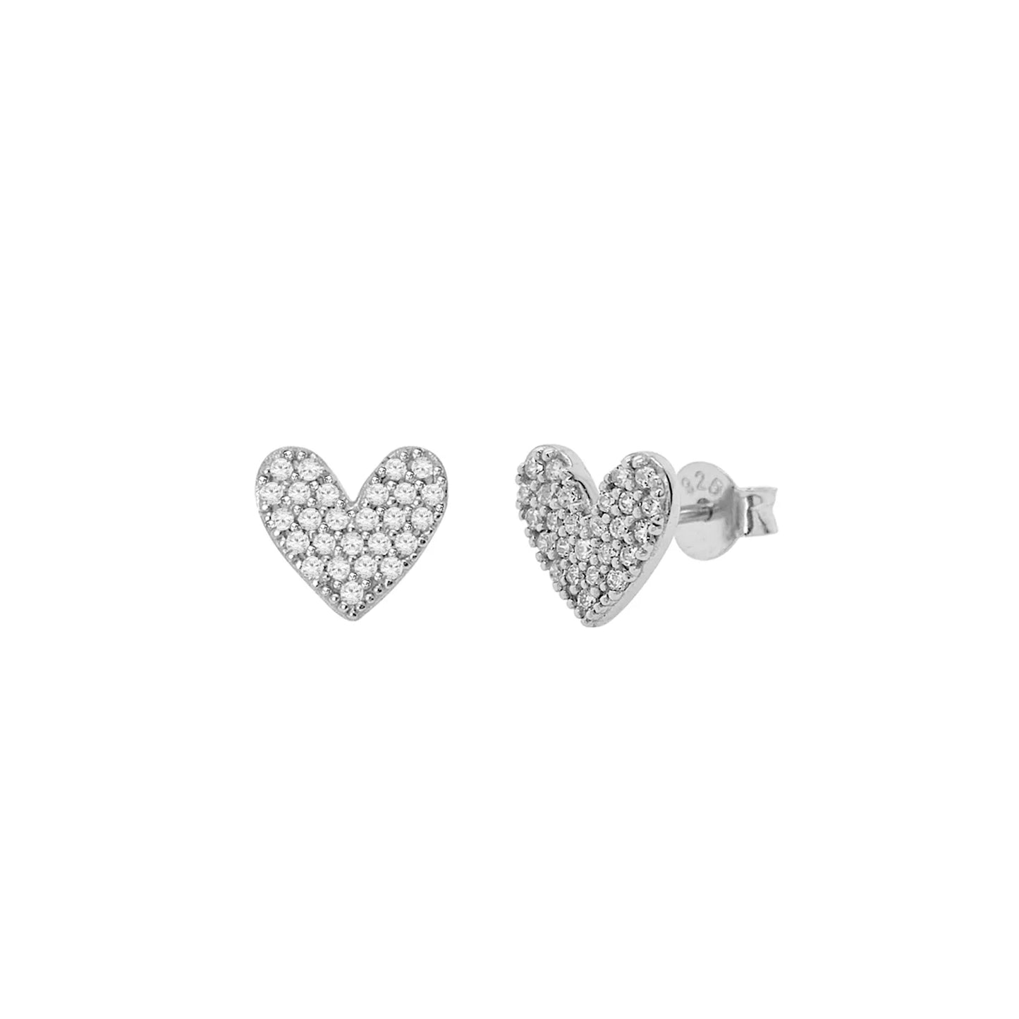 Luxe Pave Heart Stud Earrings