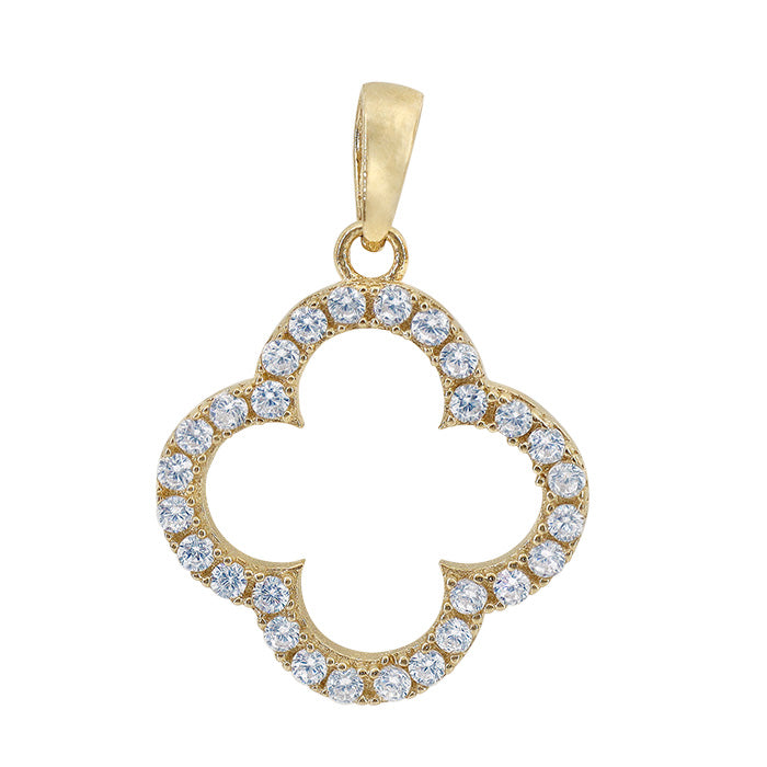 10K CZ Four Leaf Clover Pendant