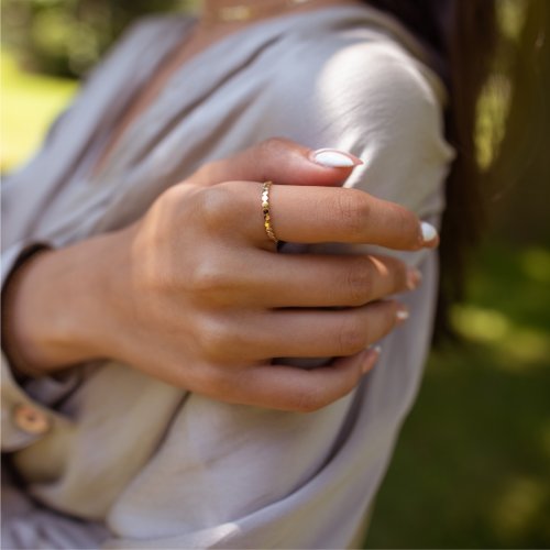 10K Yellow Gold Dotted Ring