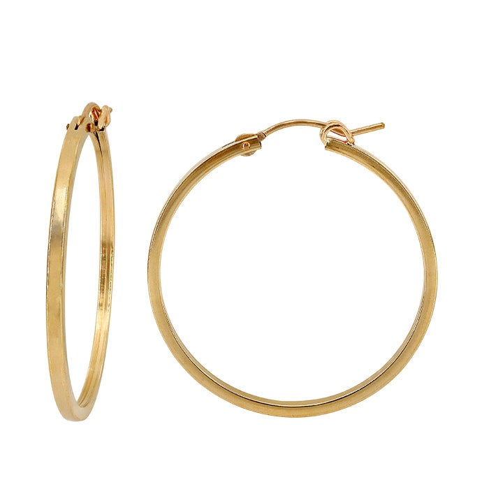 14KGF Square Hoop Earrings