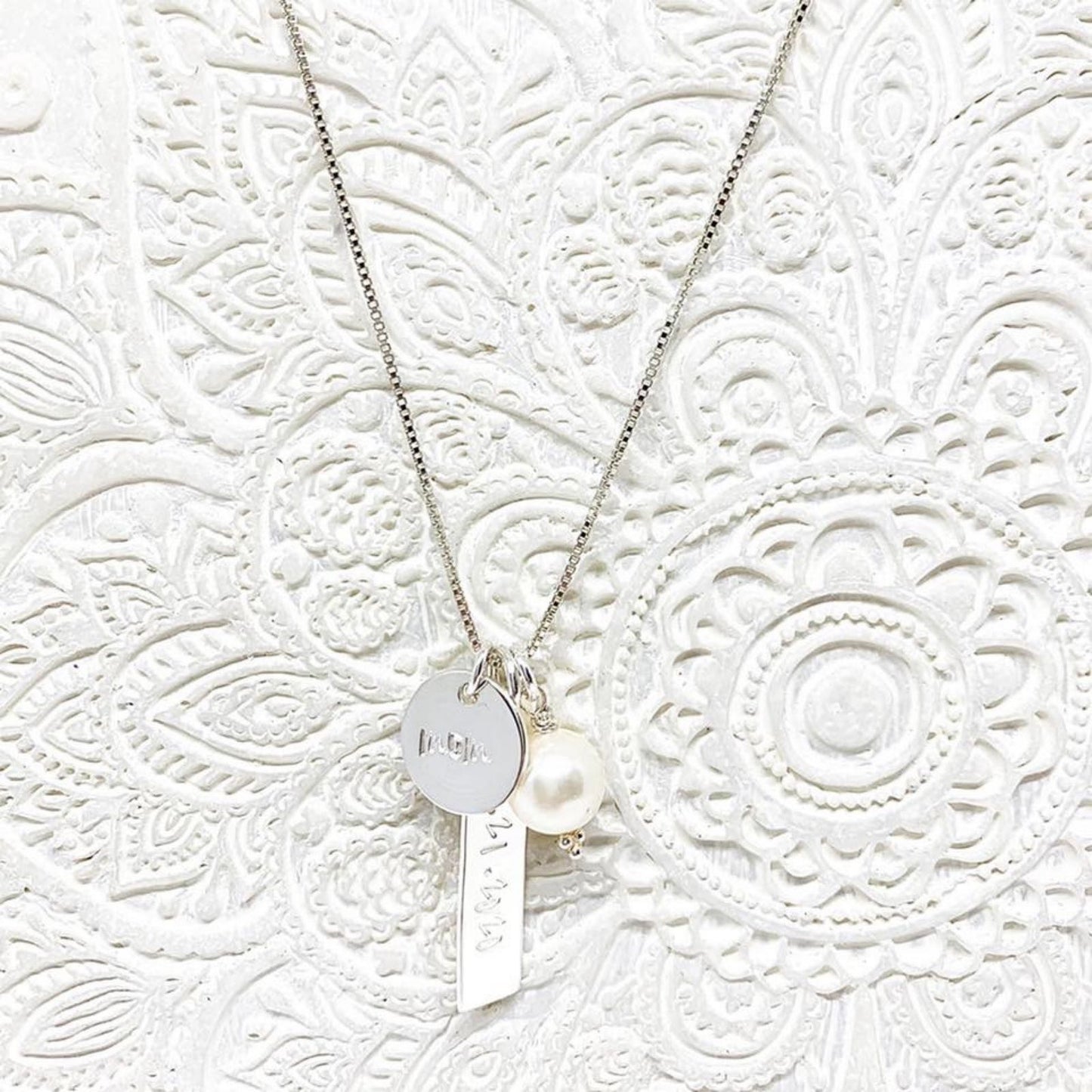 Custom hand stamped charm necklace