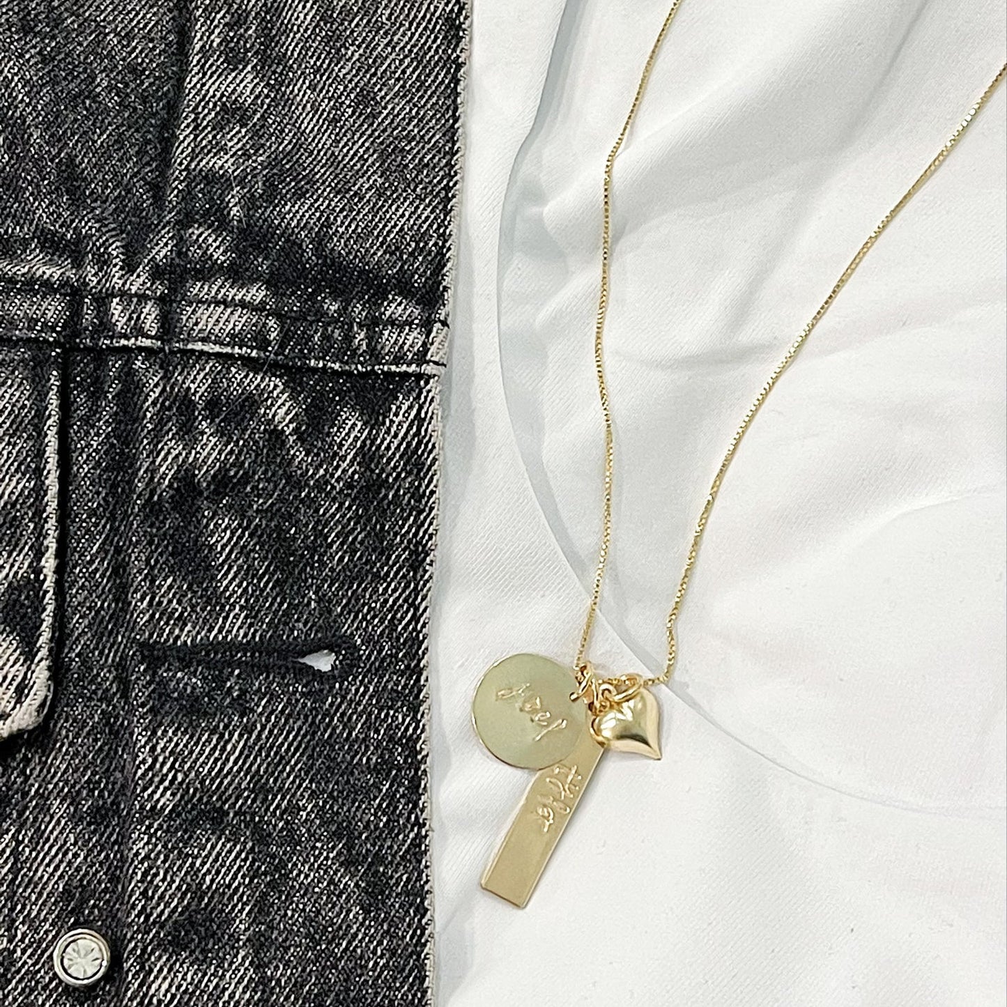Custom hand stamped charm necklace