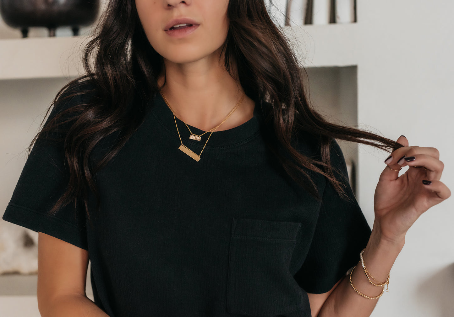 14KGF Bouquet of Roses Mini Bar Necklace