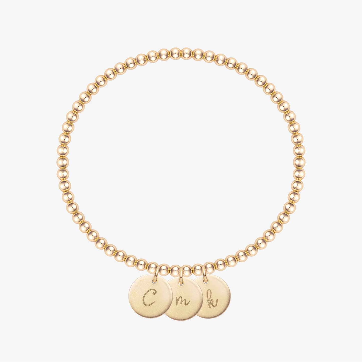 Personalized Disc Beaded Bracelet Gold
