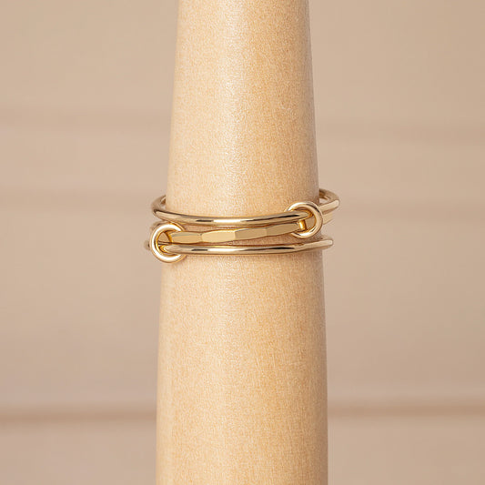 Hammered Minimal Linked Stacker Ring
