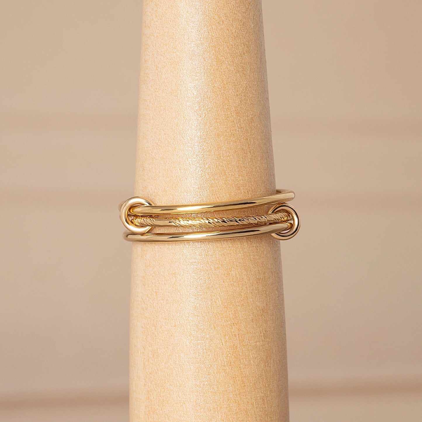 Textured Minimal Linked Stacker Ring