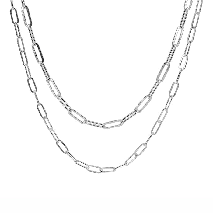 Double paperclip link necklace