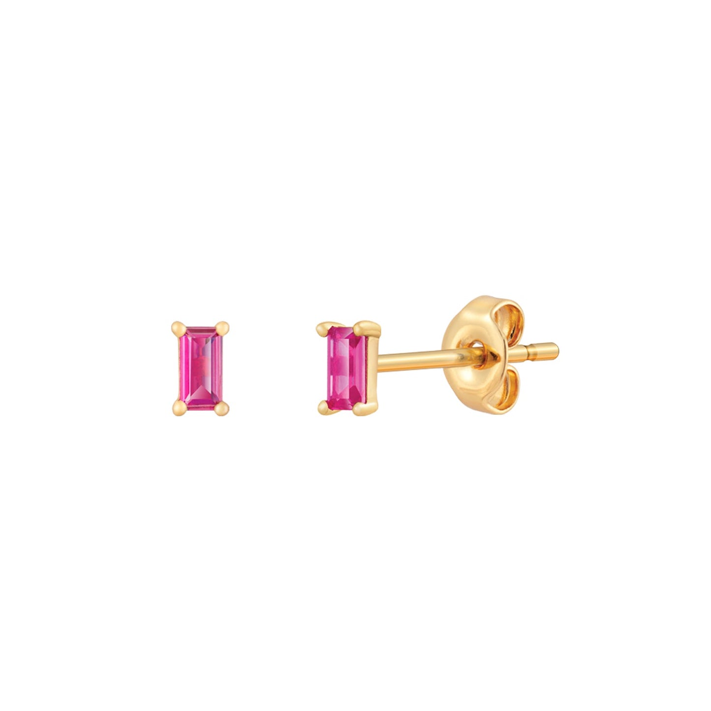 Ruby Baguette Stud Earrings