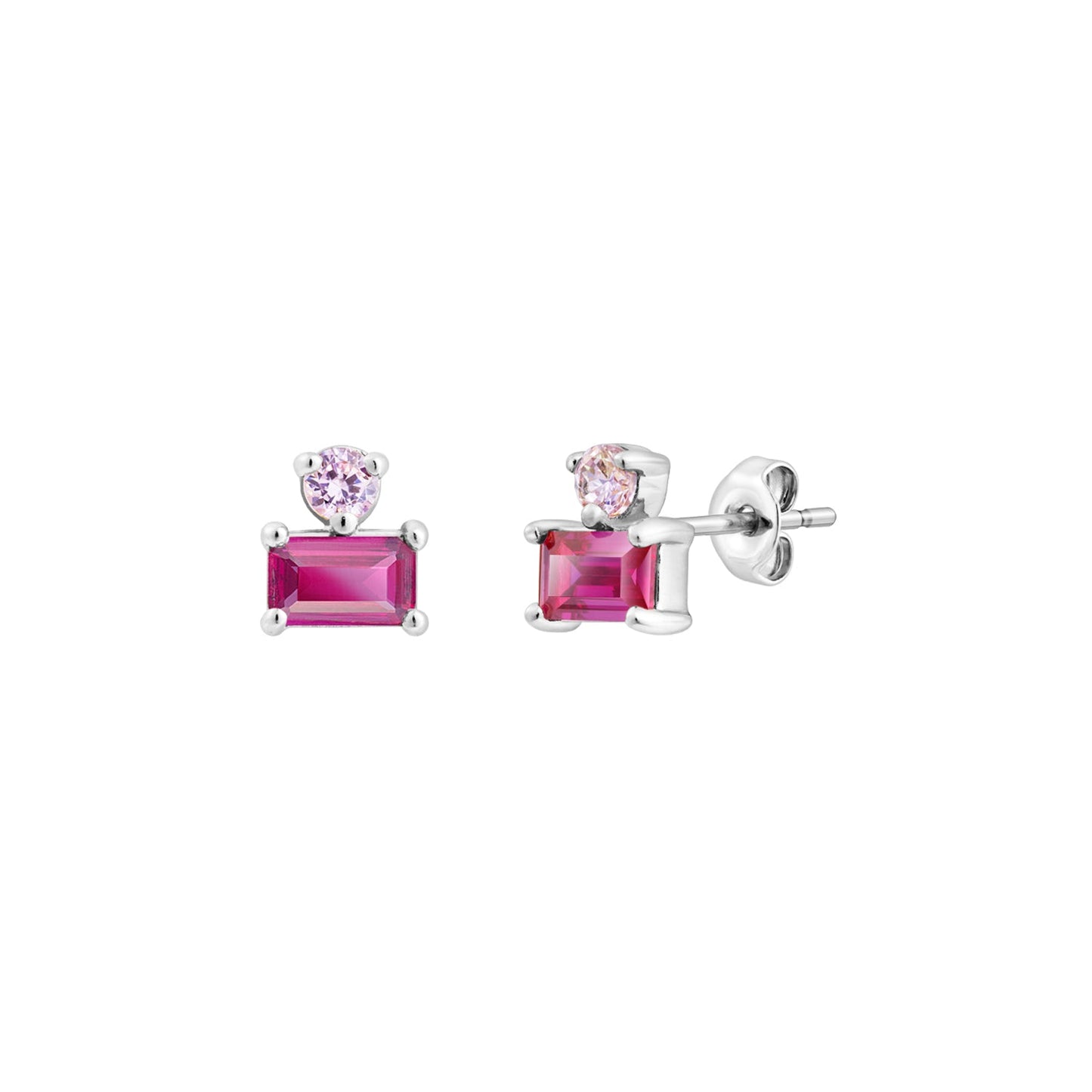 Ruby Baguette CZ Stud Earrings