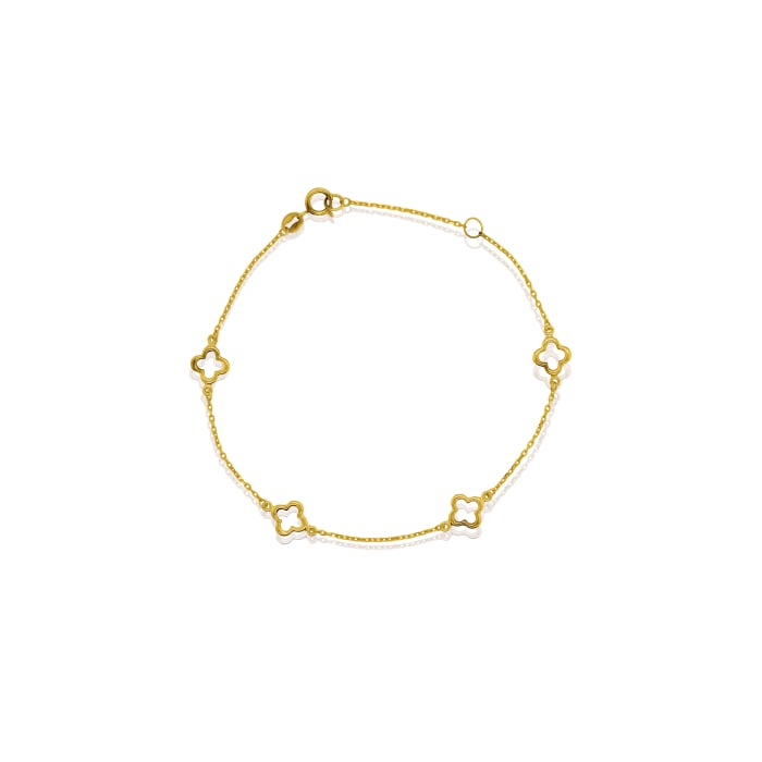 10K Yellow Gold Cutout Clovers Bracelet