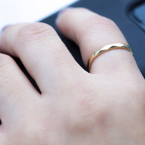 10K Yellow Gold Hammered Ring