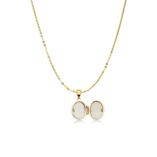 10K Yellow Gold Oval Locket Necklace