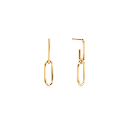 10K Yellow Gold Paperclip Drop Studs