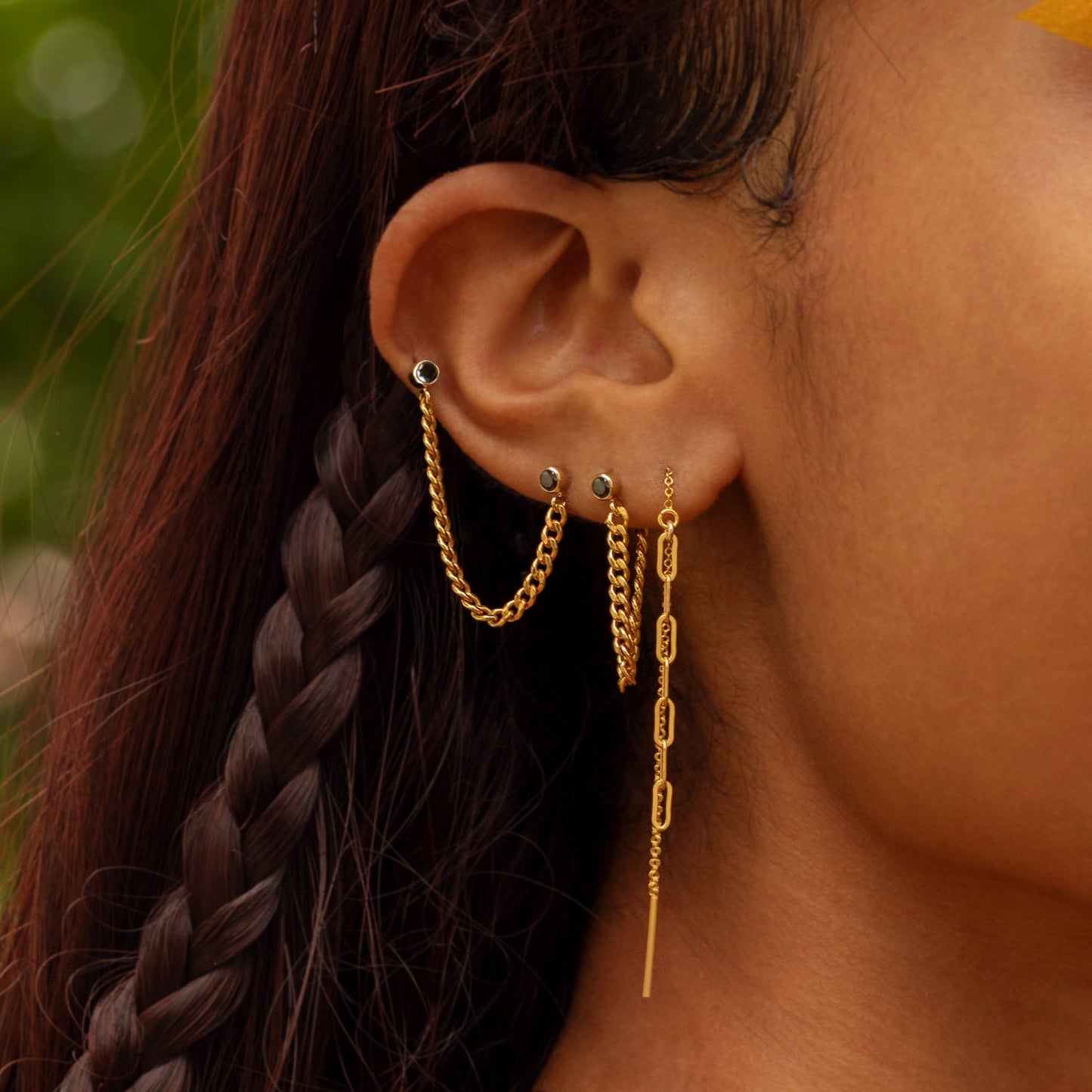 Curb Chain Bezel Earrings