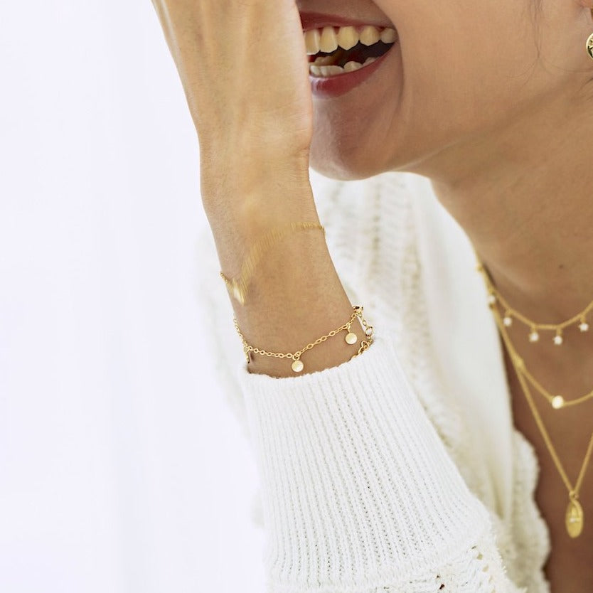 Shaker Mirror Disc Charm Bracelet