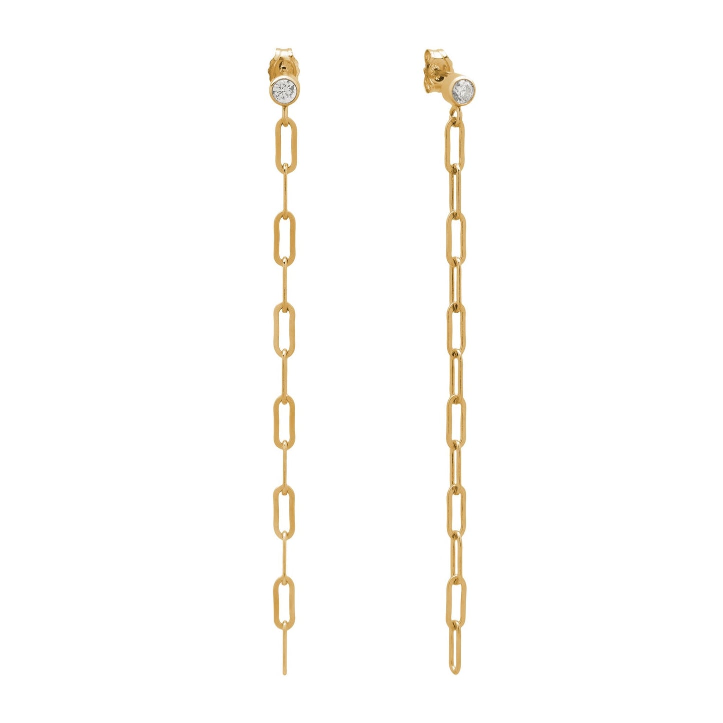 Bezel Chain Drop Earrings