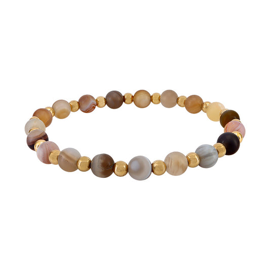 14KGF Bead & Frosted Agate Bracelet