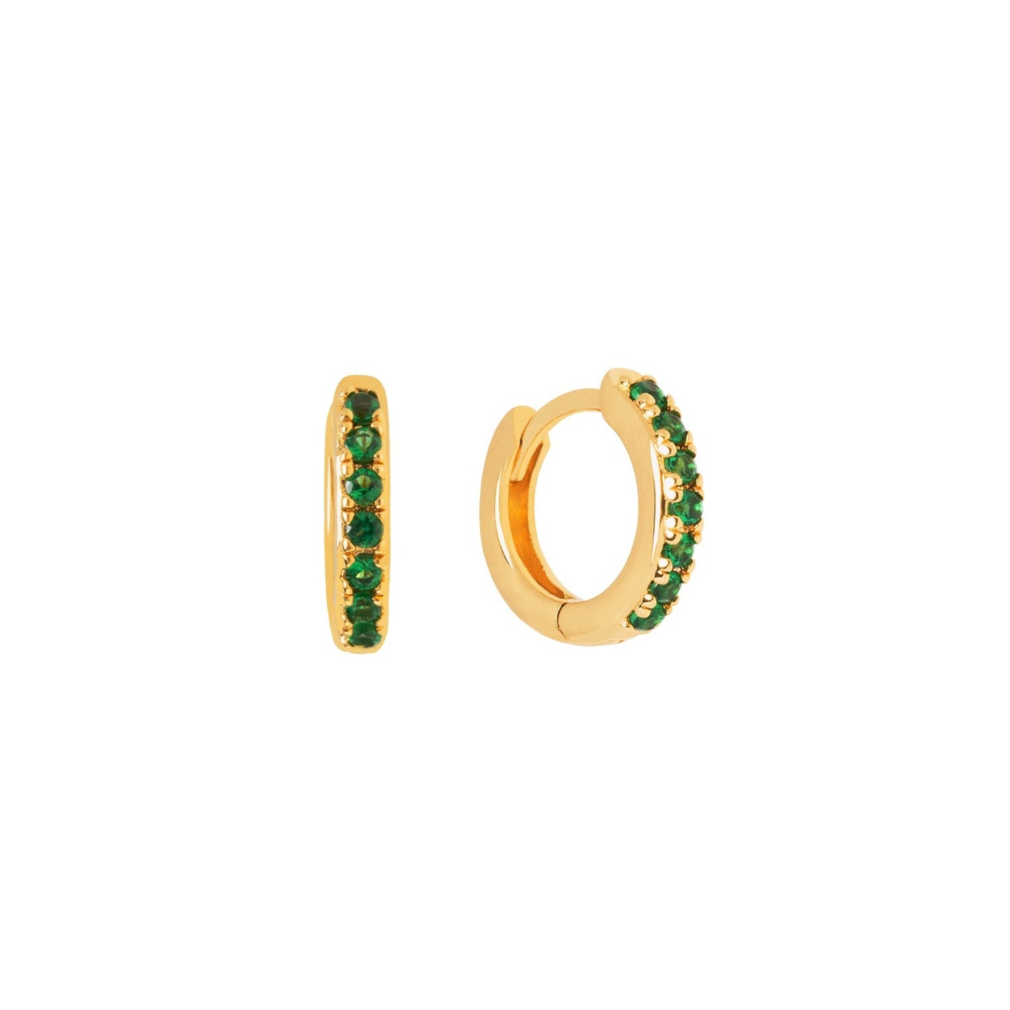 Emerald Pave Huggie Hoop Earrings