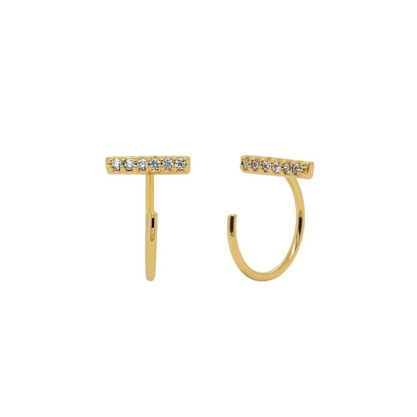 Pave Bar Huggie Earrings