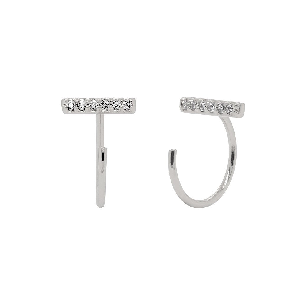 Pave Bar Huggie Earrings