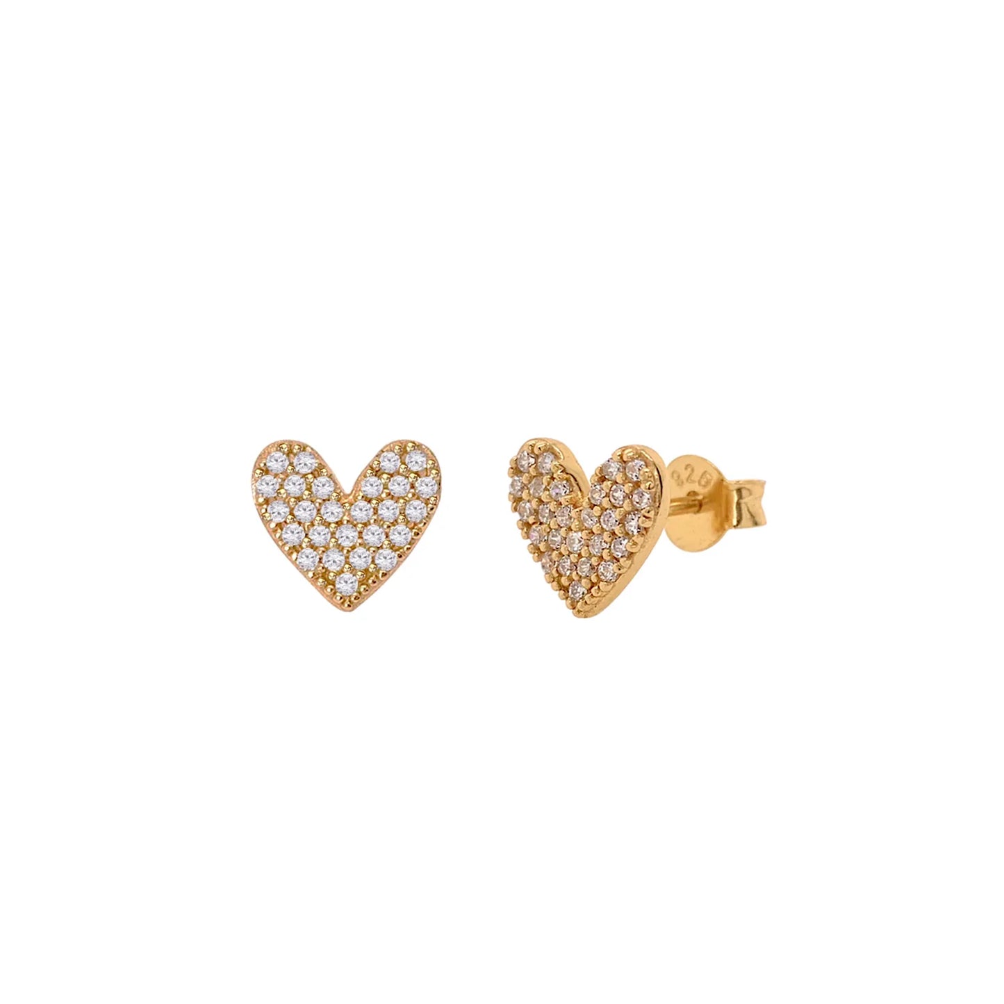 Luxe Pave Heart Stud Earrings