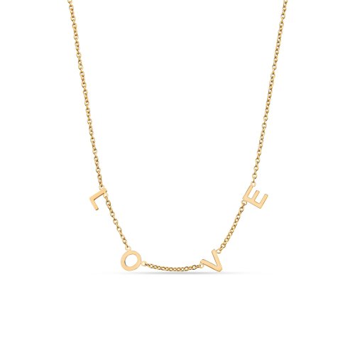 10K Solid Yellow Gold Love Letter Necklace