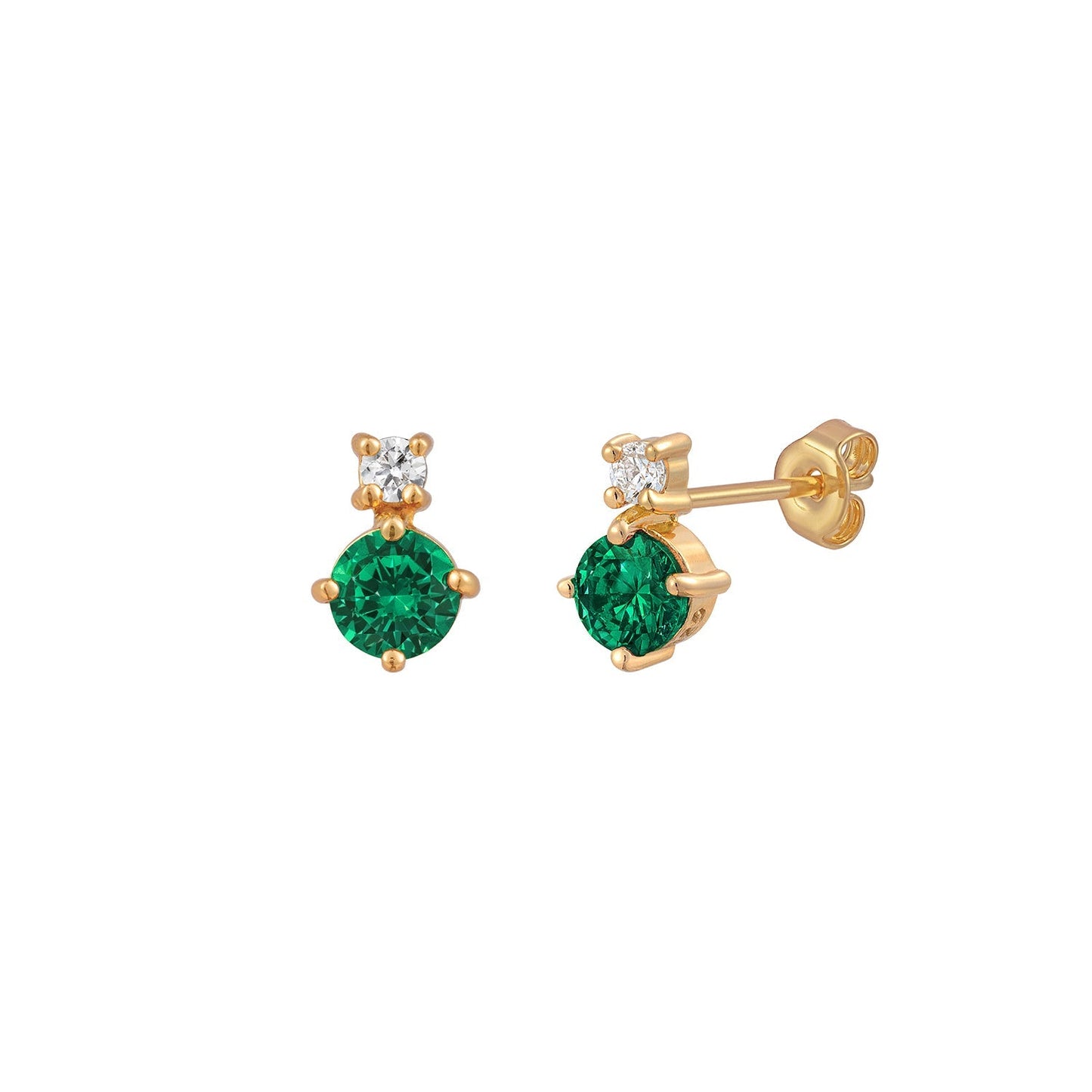 Emerald CZ Stud Earrings