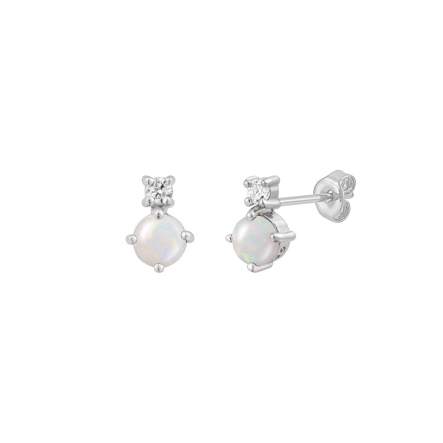 White Opal CZ Stud Earrings