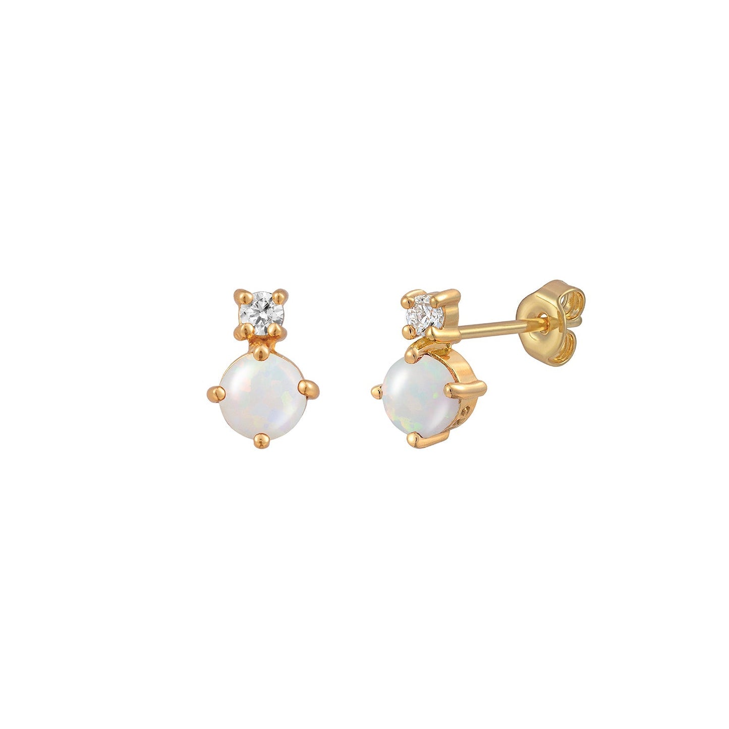 White Opal CZ Stud Earrings
