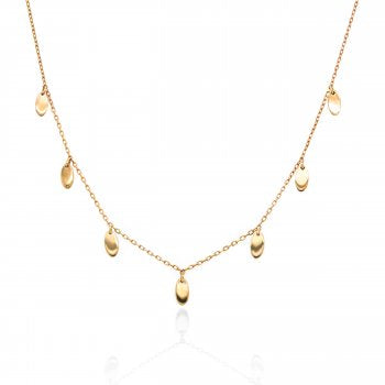 10k Yellow Gold Plain Oval Drops Necklace