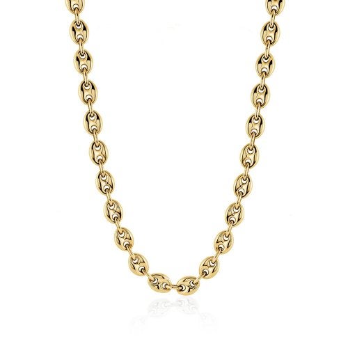 Sterling Silver Gold Vermeil Puffed Gucci-Style Chain Necklace
